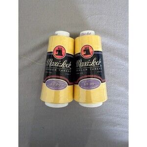 Lot 2 New Maxi-Lock Serger Thread 077 Sunlight Yellow 3000 Yds Cones